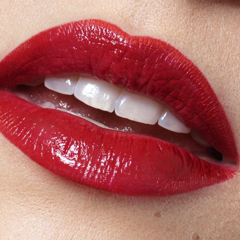 Close-up on elegant red lips