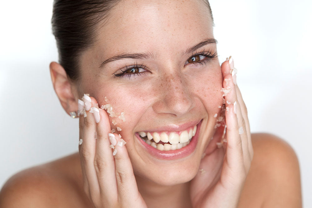 Facial scrub is used on the face