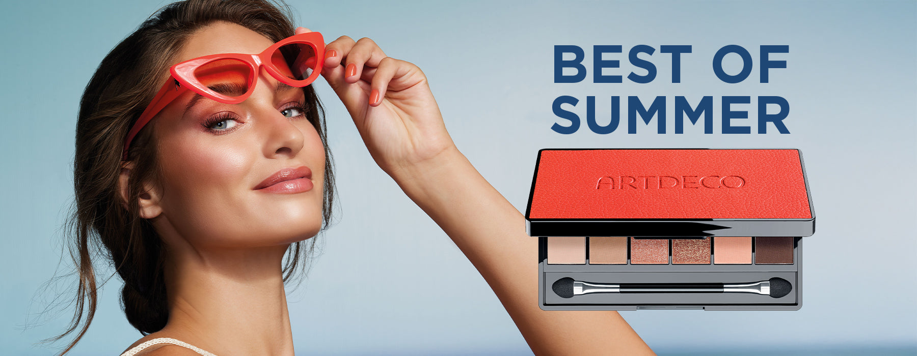 Collection of desktop images of the new ARTDECO Best of Summer Collection with the highlight product Iconic Eyeshadow Palette in a summery design