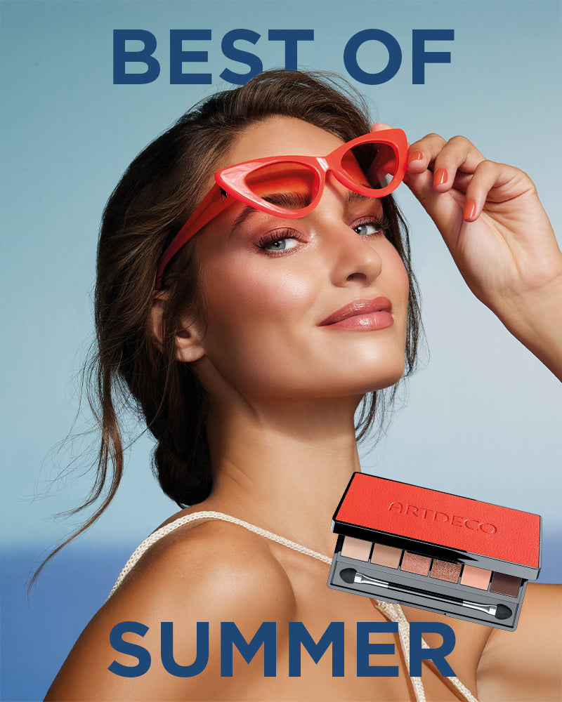 Collection of desktop images of the new ARTDECO Best of Summer Collection with the highlight product Iconic Eyeshadow Palette in a summery design