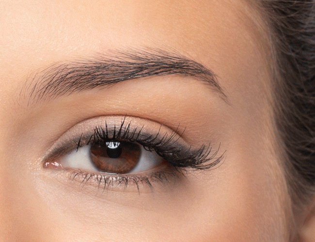 Natural eyebrows are made up with a brush and a brush
