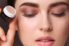 The benefits of an eyeshadow base are shown on the eyelid