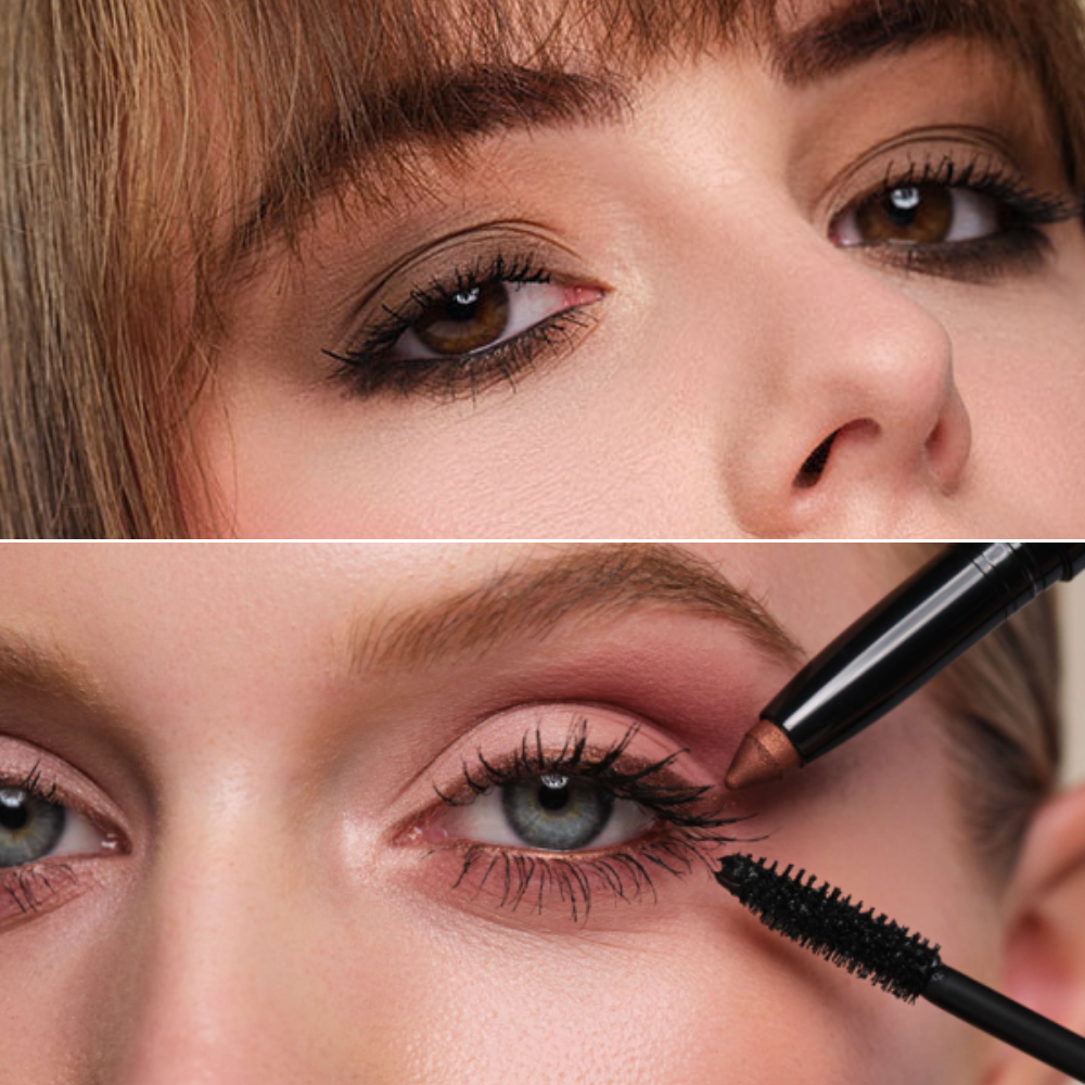 Splitscreen collage to show different eye make-ups made up with autumnal shades