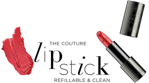 Overlay image with lettering and products for The Couture - Refillable Lipstick collection