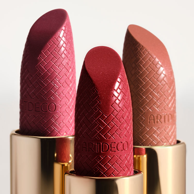 Limited-edition Iconic Lipstick in three shades and the premium Intrecciato design