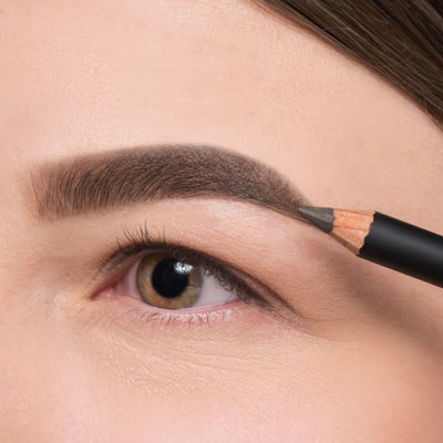 Gray eyebrows drawn with Eye Brow Pencil in No. 5.