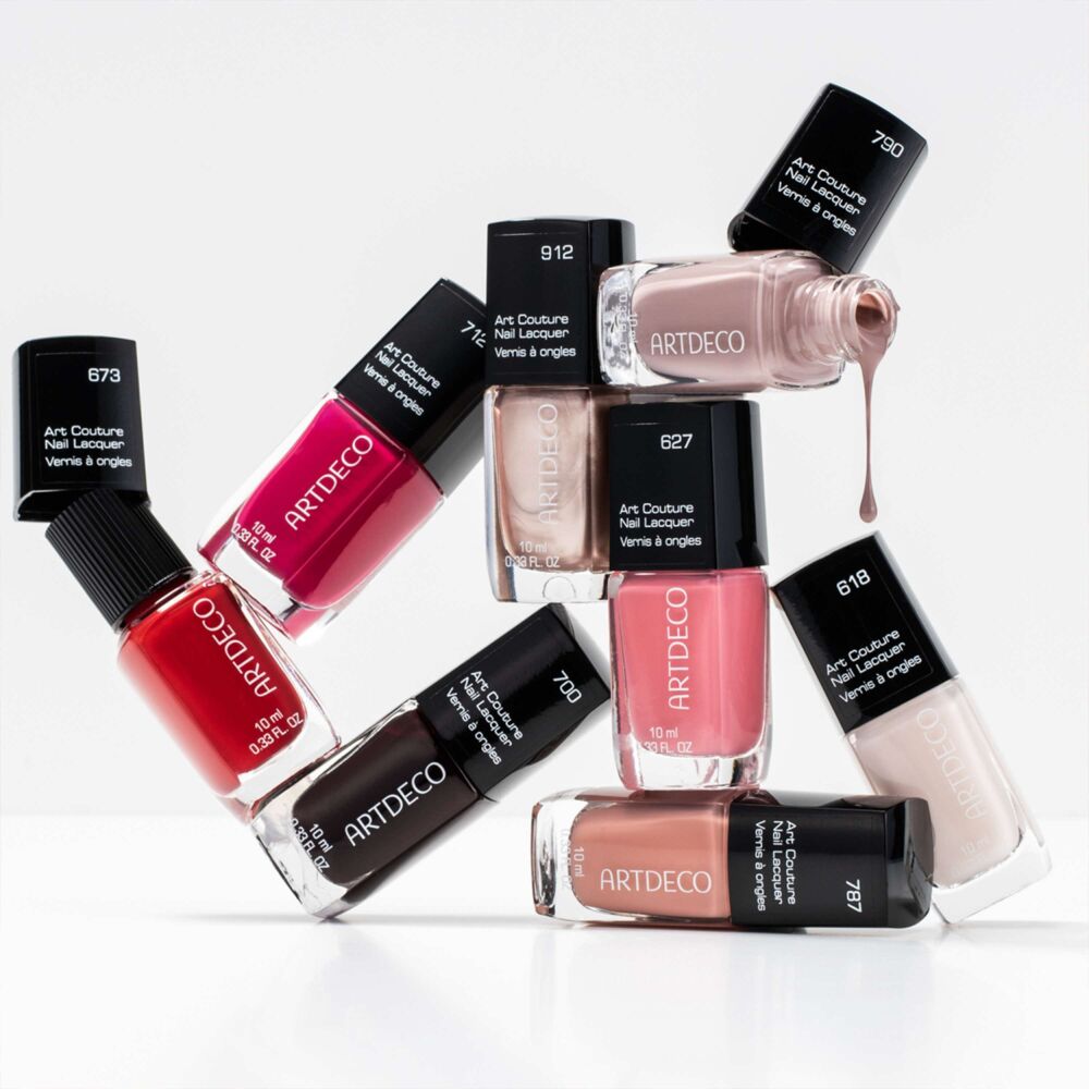 Different shades of the Art Couture Nail Lacquer stacked on top of each other