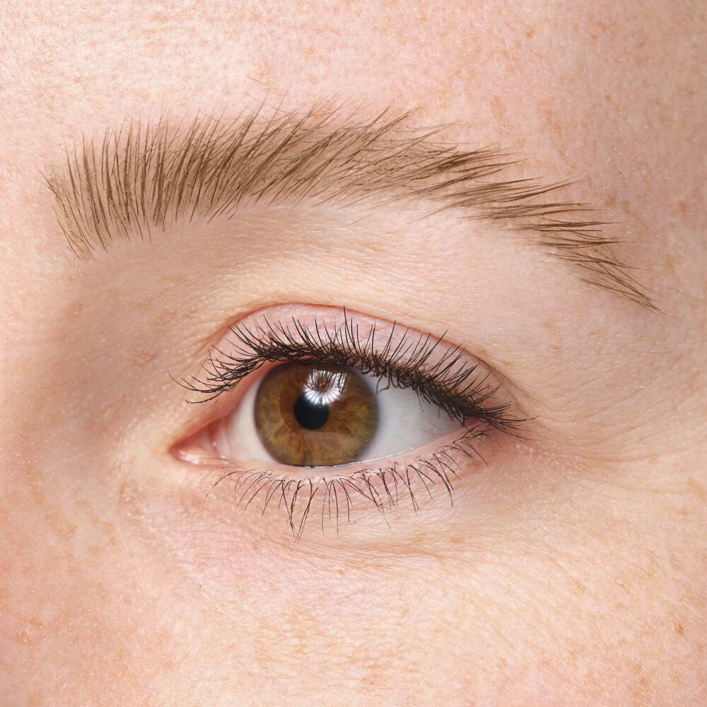 Blonde eyebrows drawn with Ultra Fine Brow Liner in No. 25.